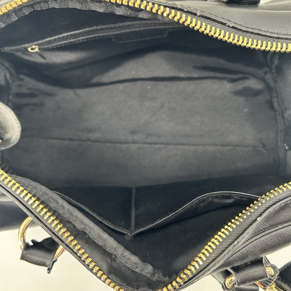 CUORE & PELLE Celeste Leather Dr. Style Satchel Black & Gold - Picture 12 of 15